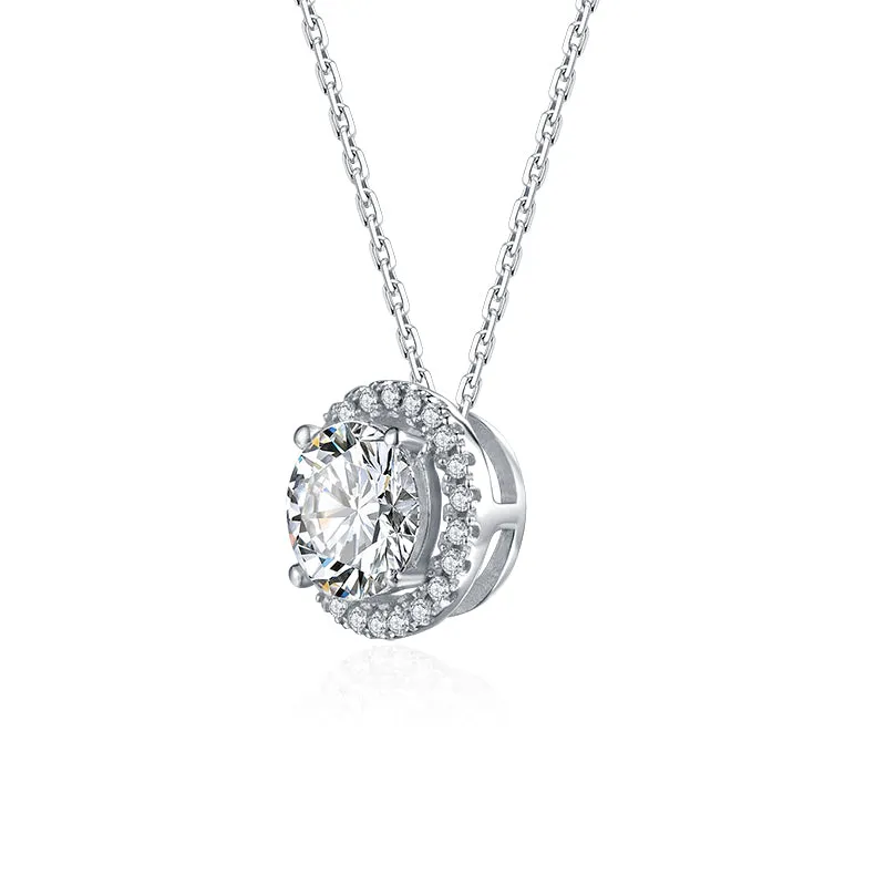 Brilliant Round Cut Moissanite Diamond  Earrings Necklace Sets