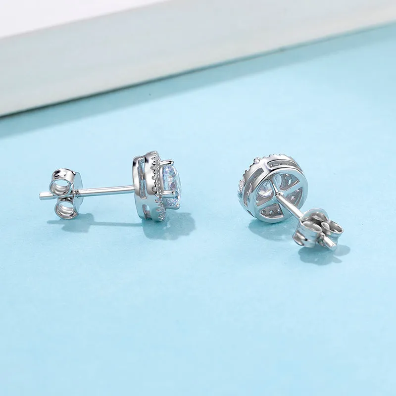Brilliant Round Cut Moissanite Diamond  Earrings Necklace Sets
