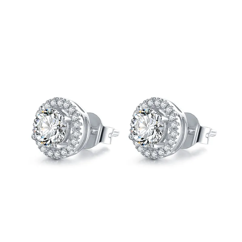 Brilliant Round Cut Moissanite Diamond  Earrings Necklace Sets
