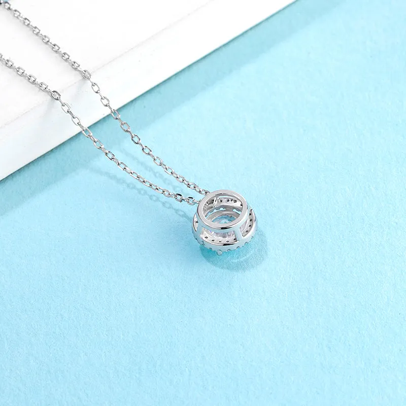 Brilliant Round Cut Moissanite Diamond  Earrings Necklace Sets