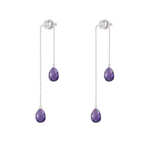 Briolette Amethyst Adjustable Earrings in Sterling Silver