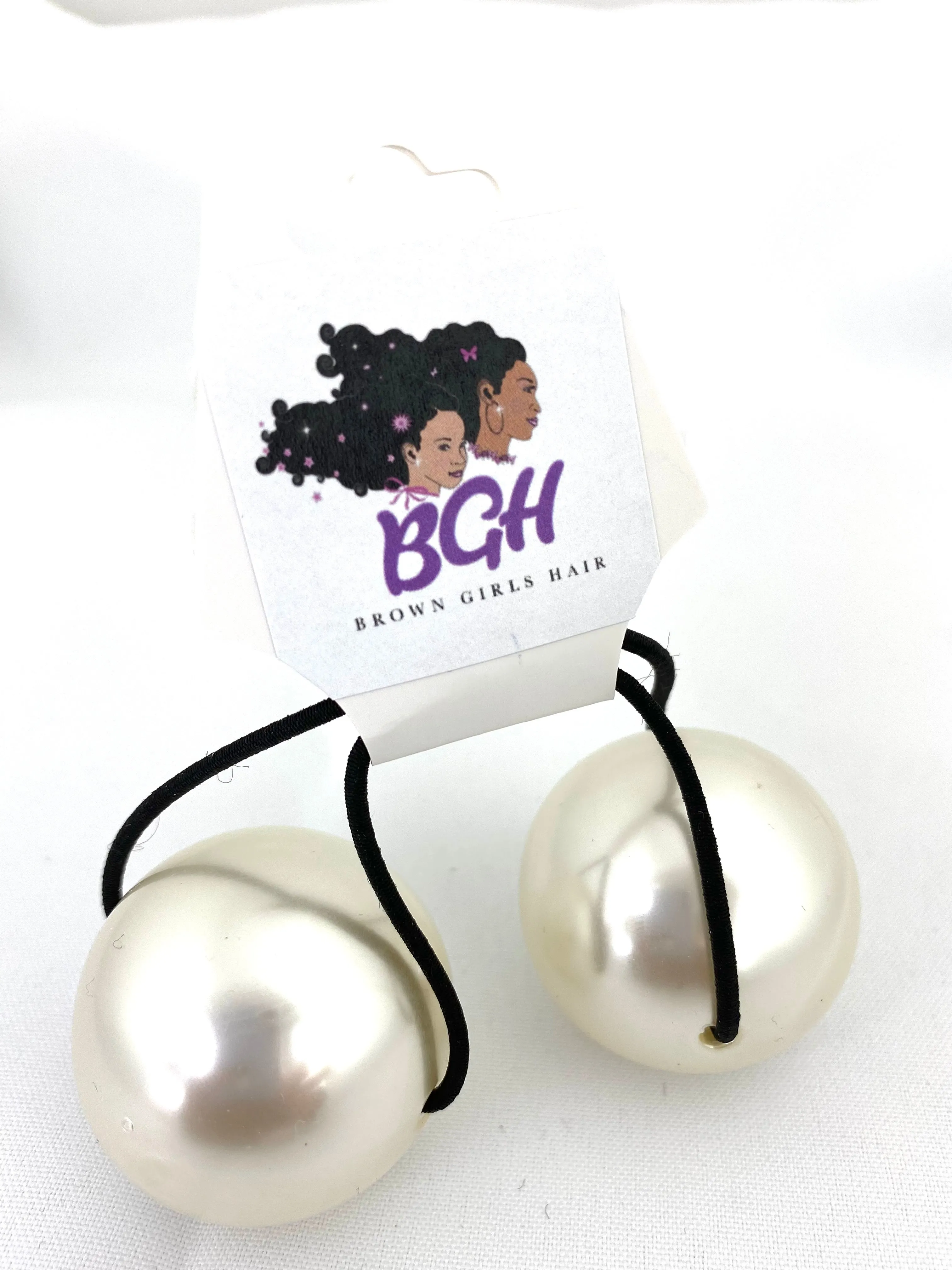 Brown Girls Hair® Jumbo Pearl Elastic Ponytail Holder | Hair Knockers Ties Balls Bobbles