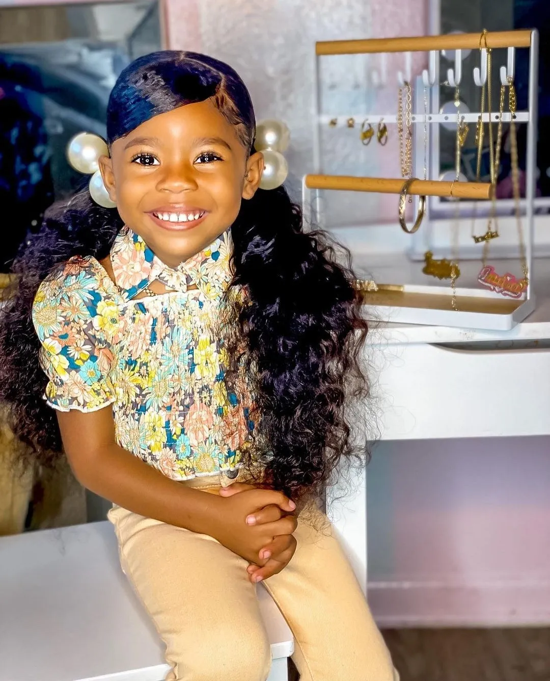 Brown Girls Hair® Jumbo Pearl Elastic Ponytail Holder | Hair Knockers Ties Balls Bobbles