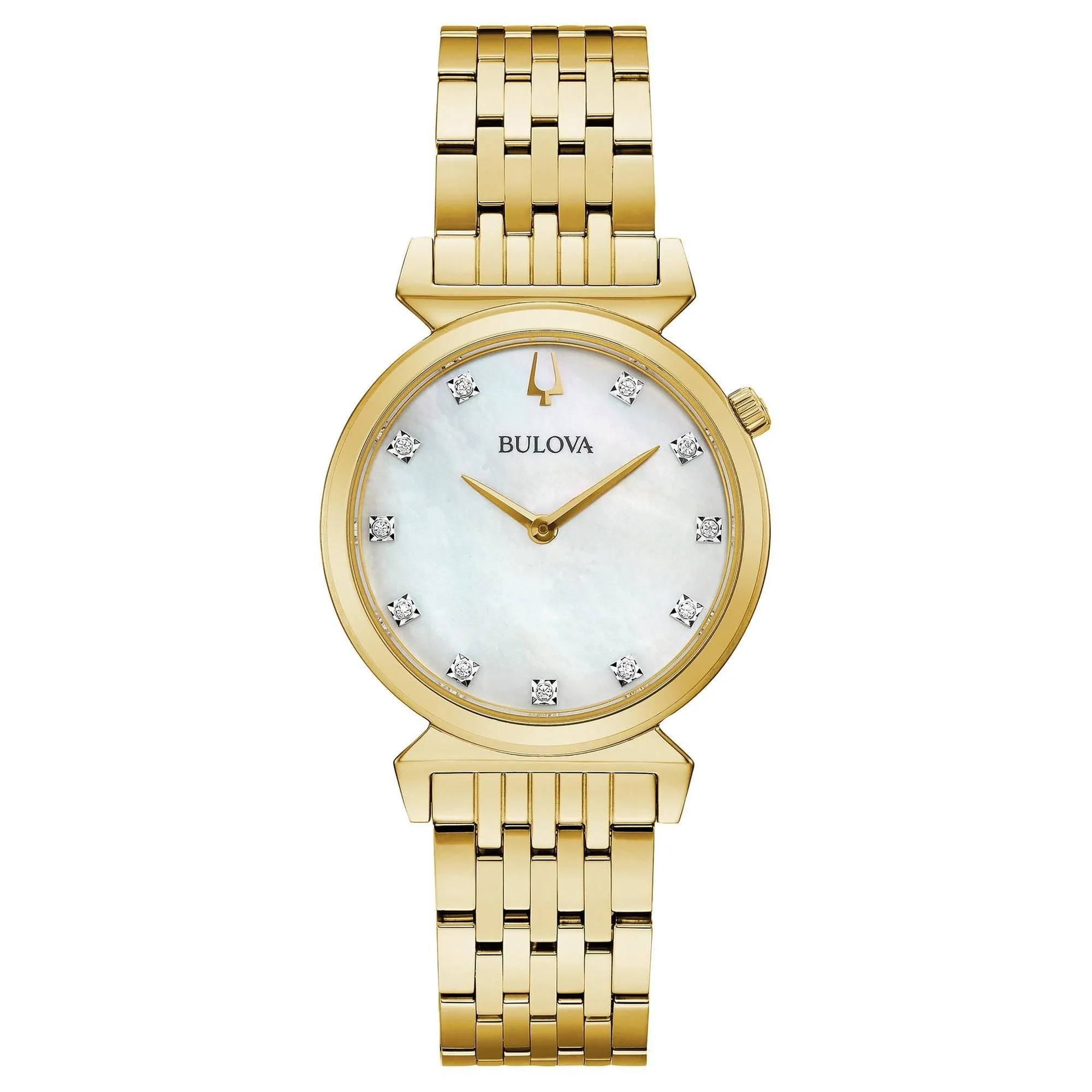 Bulova Ladies Classic Regatta Diamond Accent Gold-Tone Stainless Steel Watch 97P149
