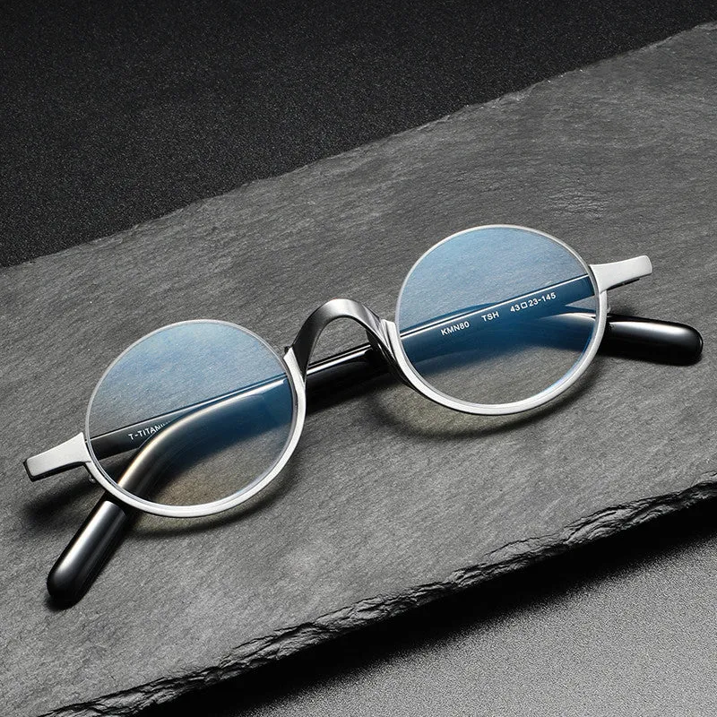 Caden Titanium Round Glasses Frame
