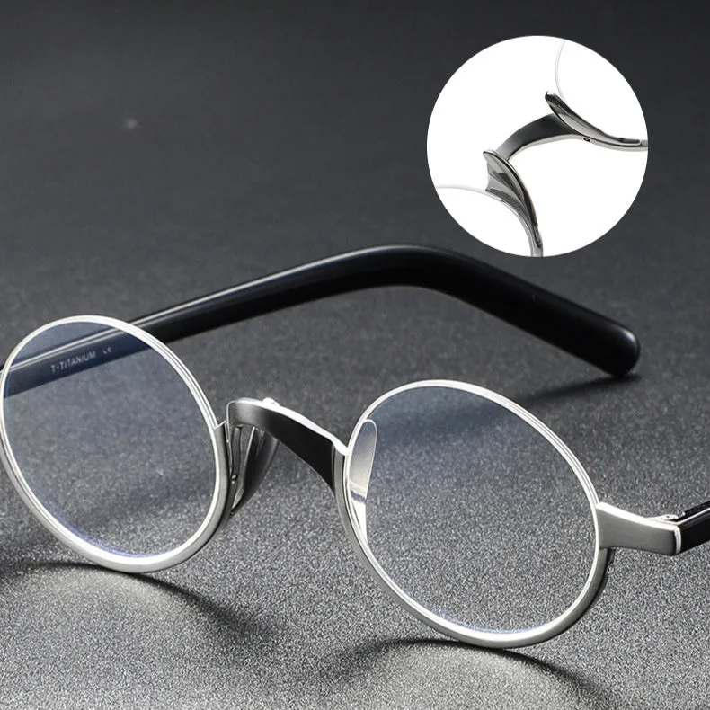 Caden Titanium Round Glasses Frame