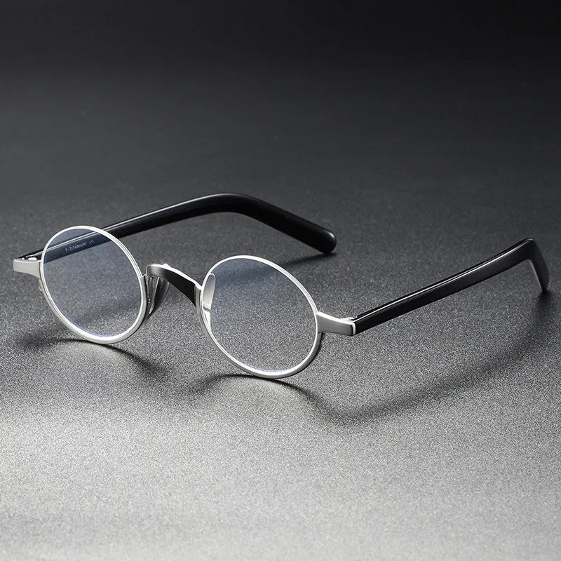 Caden Titanium Round Glasses Frame