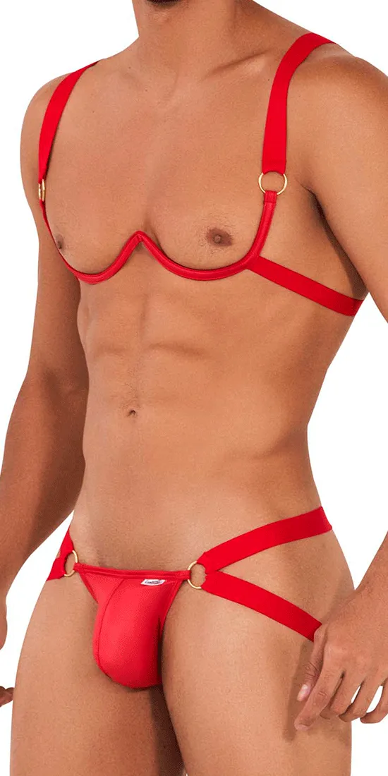 Candyman 99731 Harness-bra Two Piece Set Red