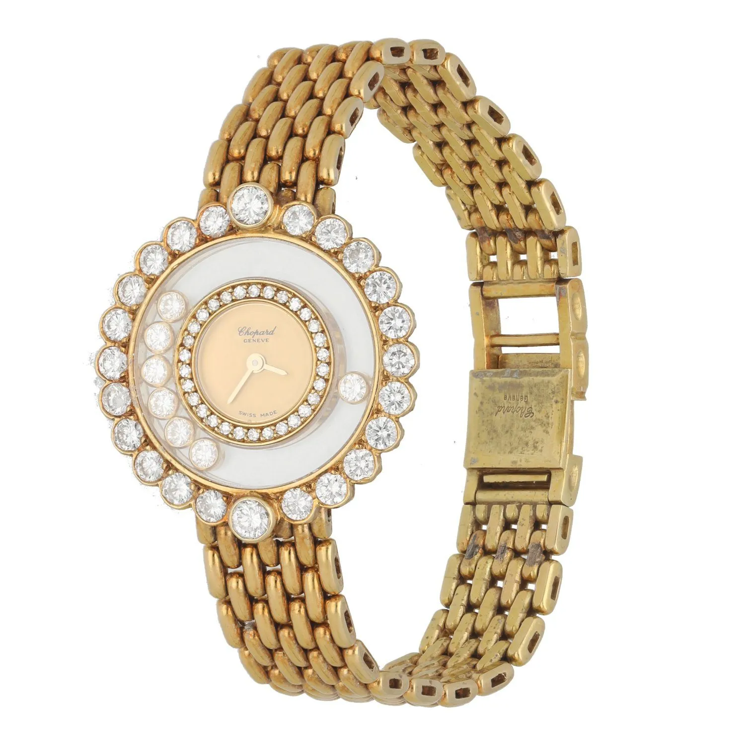 Chopard Happy Diamonds 20/4180 Diamond dial set B&P & 18k Yellow Gold Box & Paper