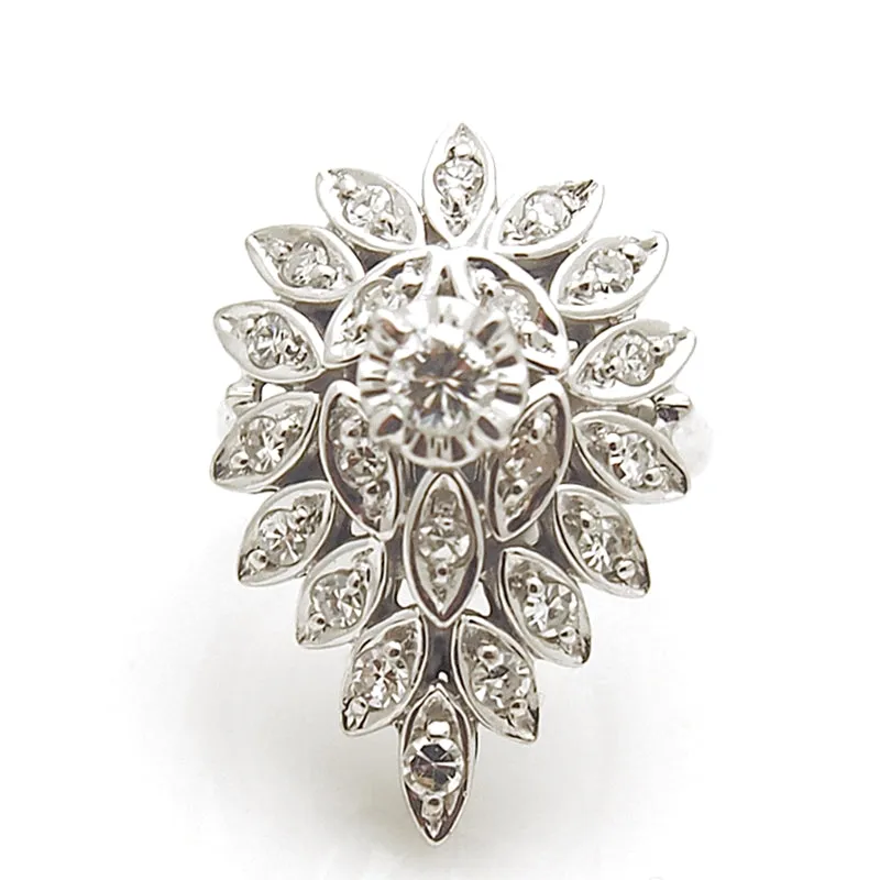 Classic 14k White Gold Diamond Cocktail Ring