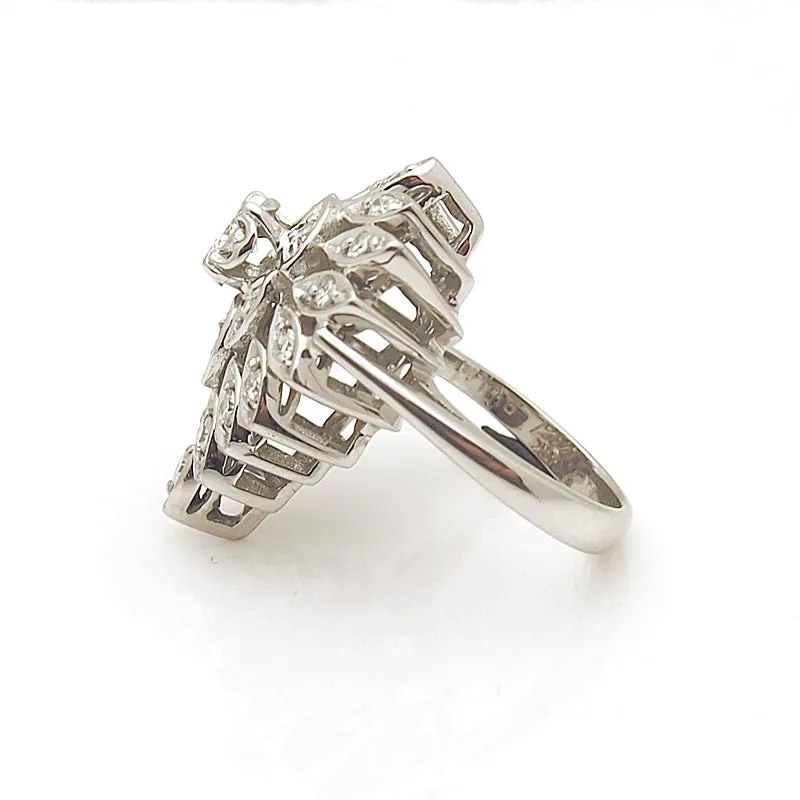 Classic 14k White Gold Diamond Cocktail Ring