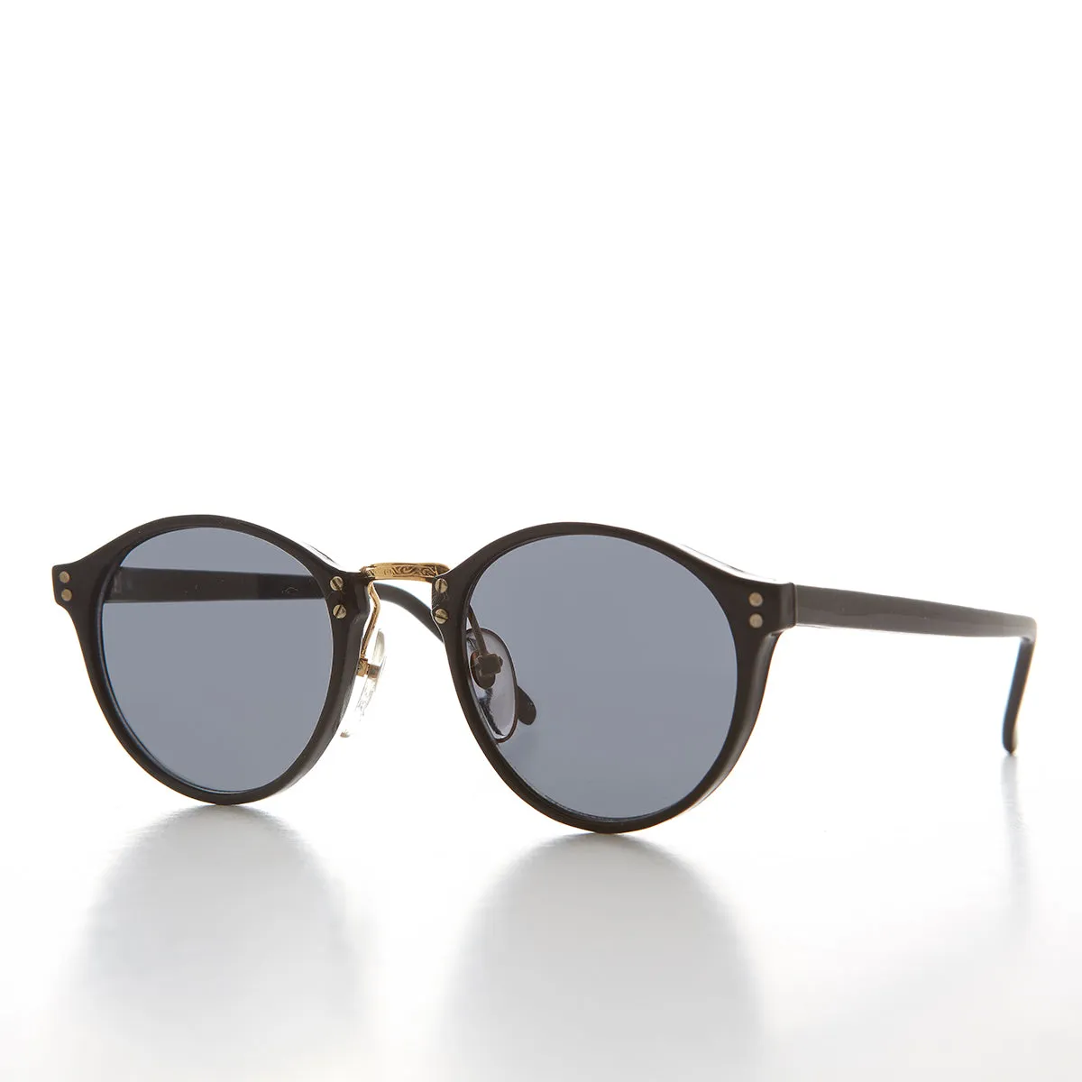 Classic Round Pantos Vintage Sunglass with Metal Bridge - Luca
