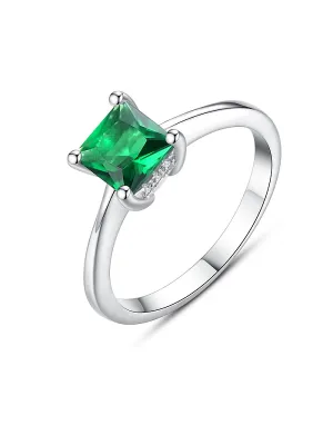 Classic Square Green Gemstone Ring
