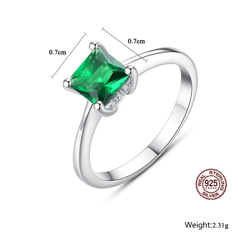 Classic Square Green Gemstone Ring