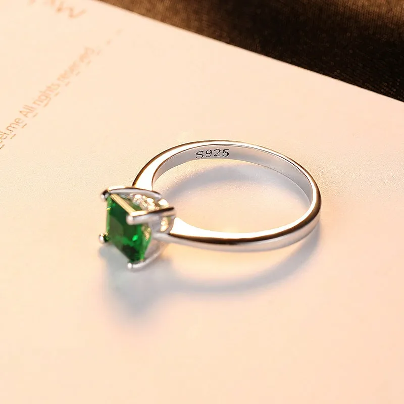 Classic Square Green Gemstone Ring