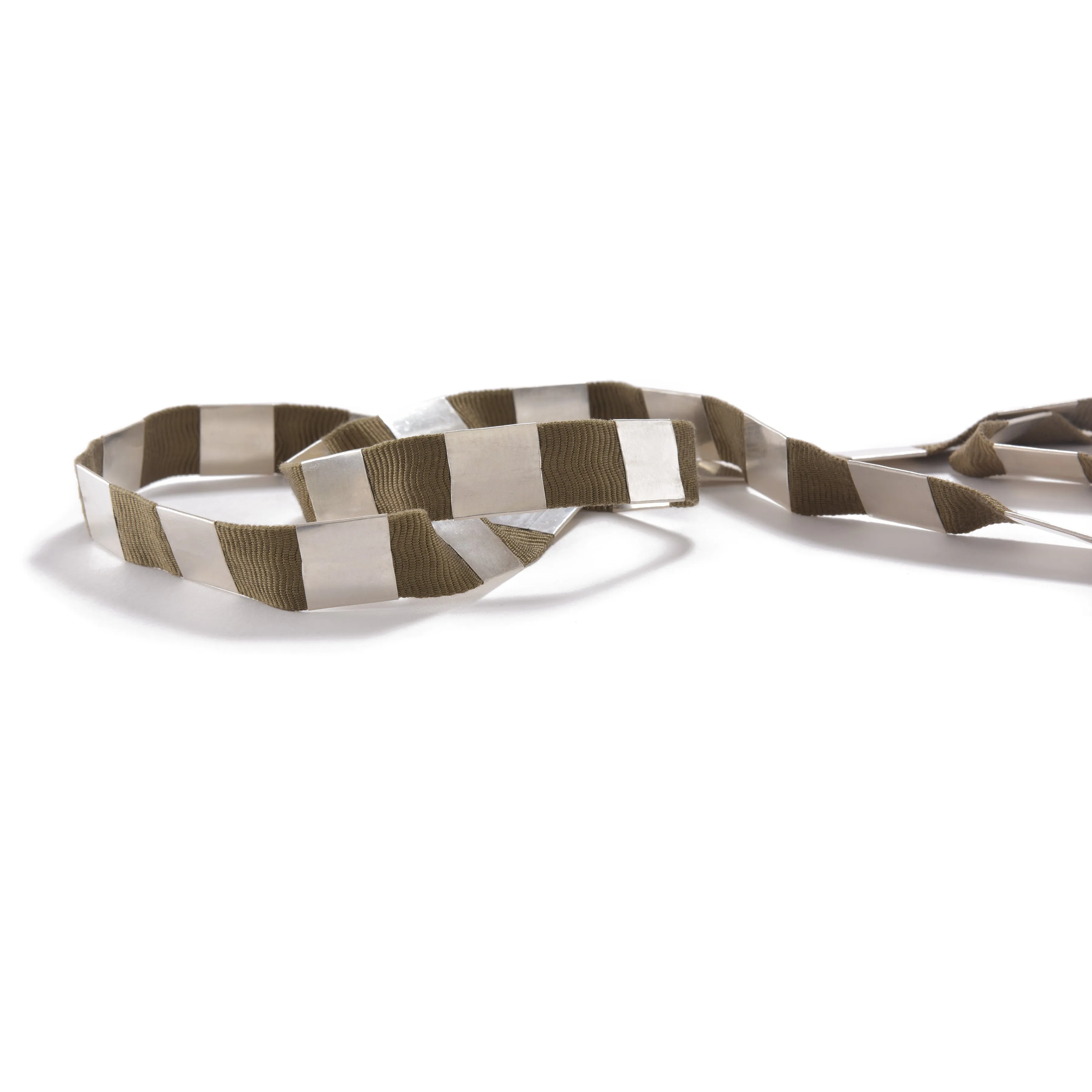Classic Square Ribbon Necklace ~ Beige