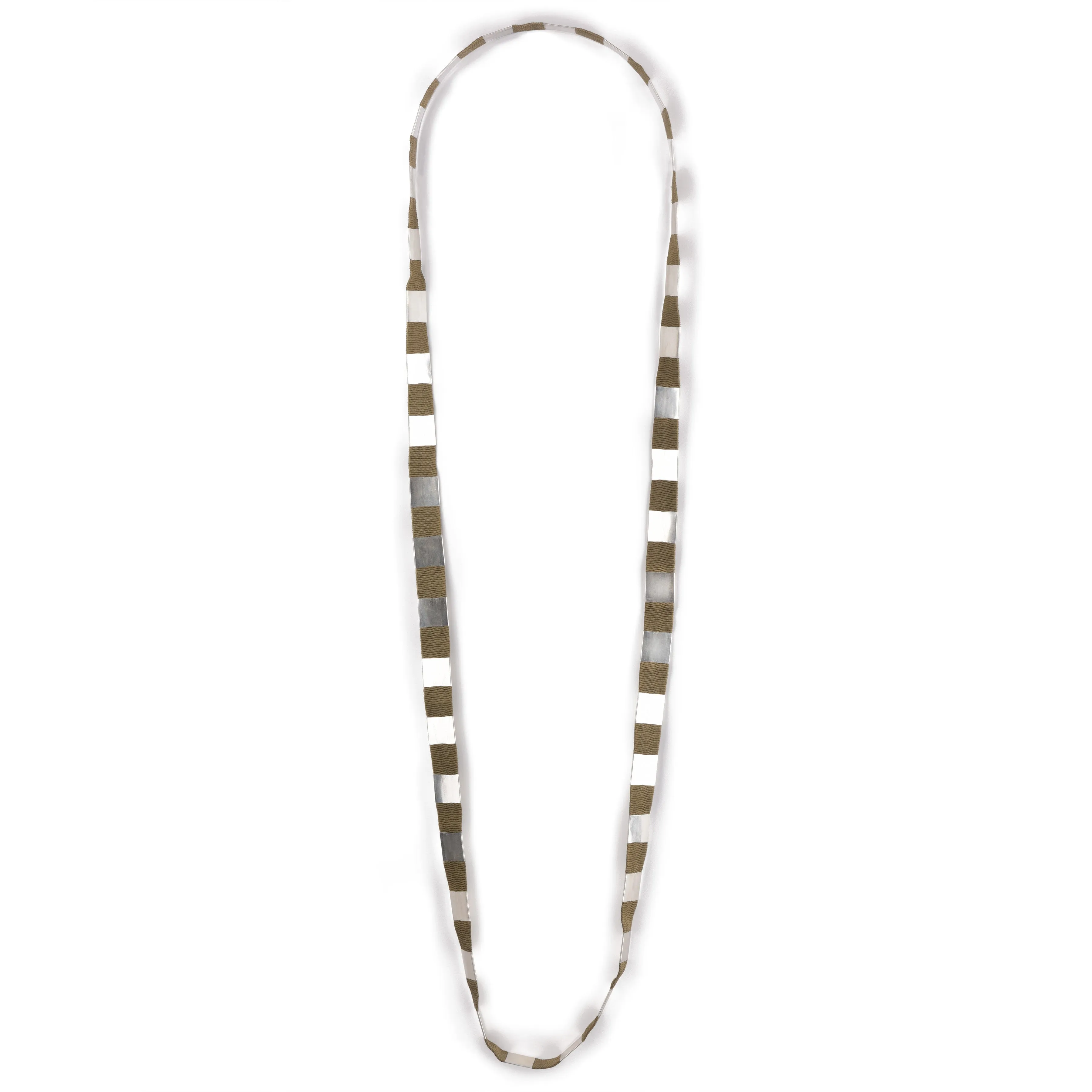 Classic Square Ribbon Necklace ~ Beige