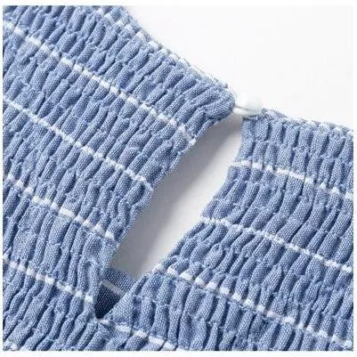 Classic Stripe Mid Calf Dress - Blue