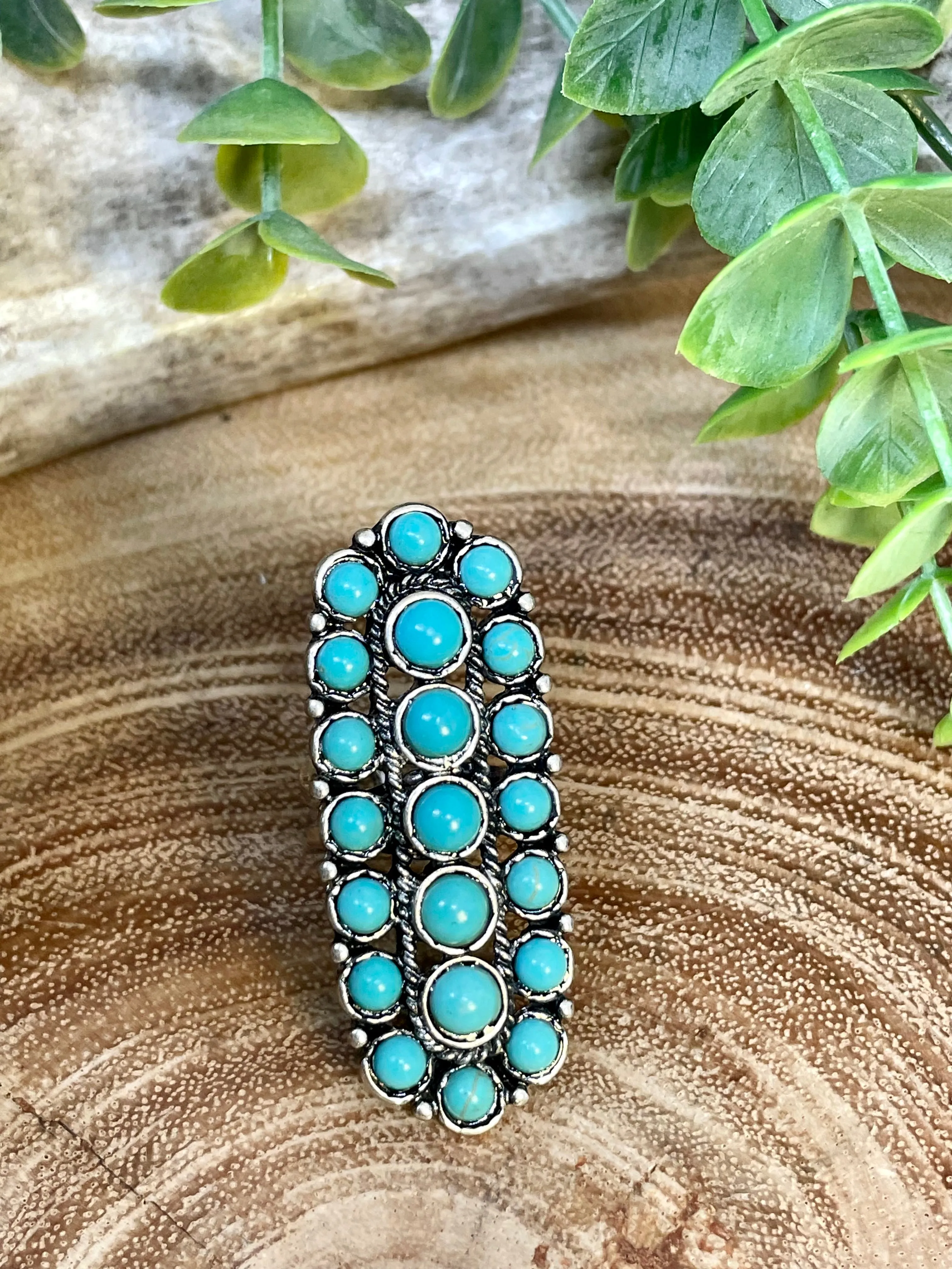 Collins Fashion Turquoise Cluster Earrings & Ring