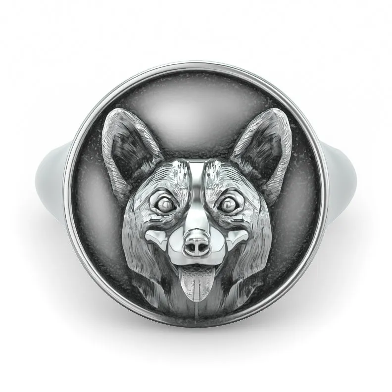 Corgi Classic Round Signet Ring