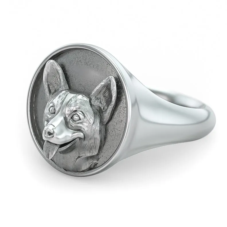 Corgi Classic Round Signet Ring