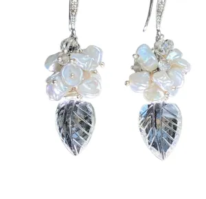 Crystal Quartz, Sterling Silver and Herkimer Diamond Wedding Earrings