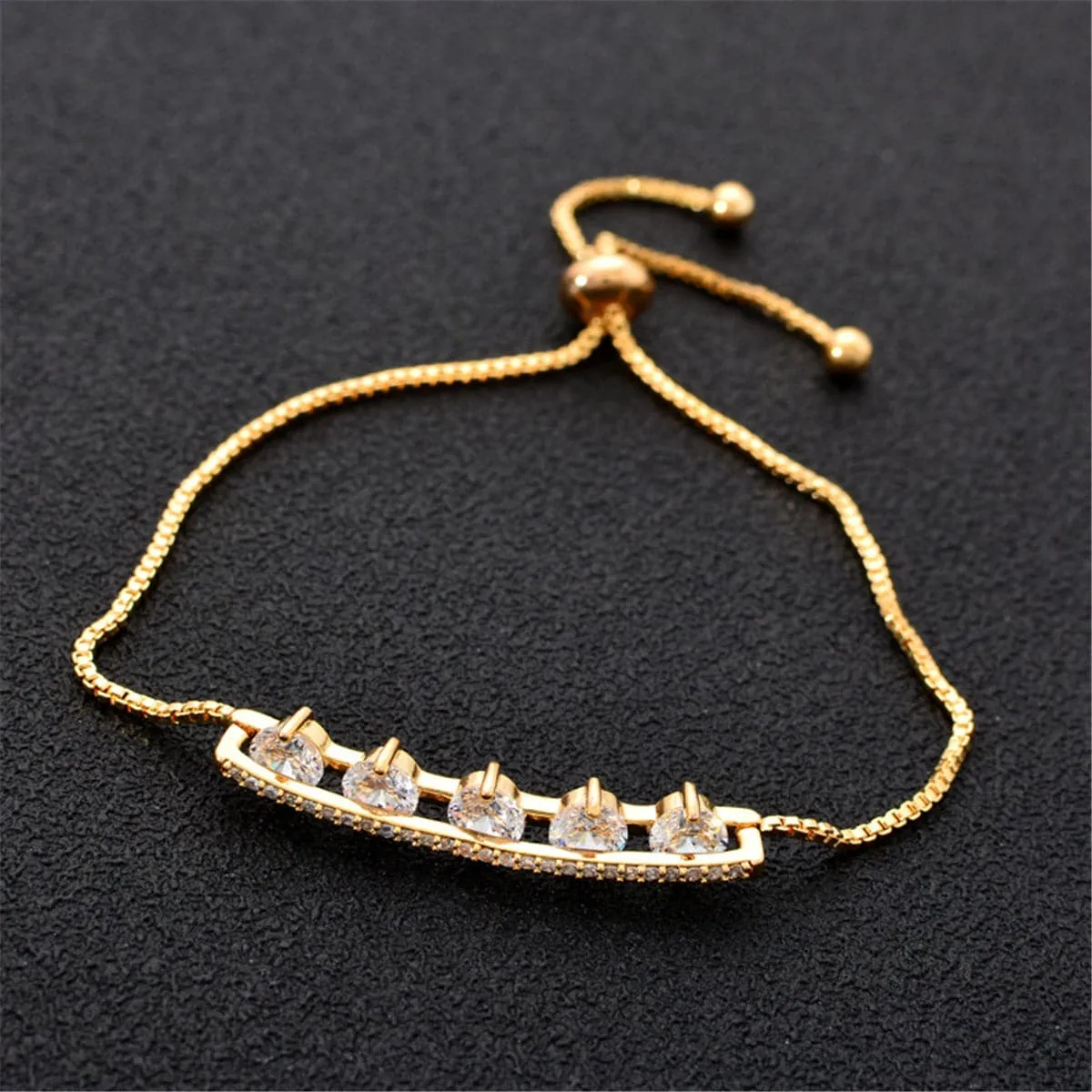 Cubic Zirconia & Crystal 18K Gold-Plated Adjustable Bracelet