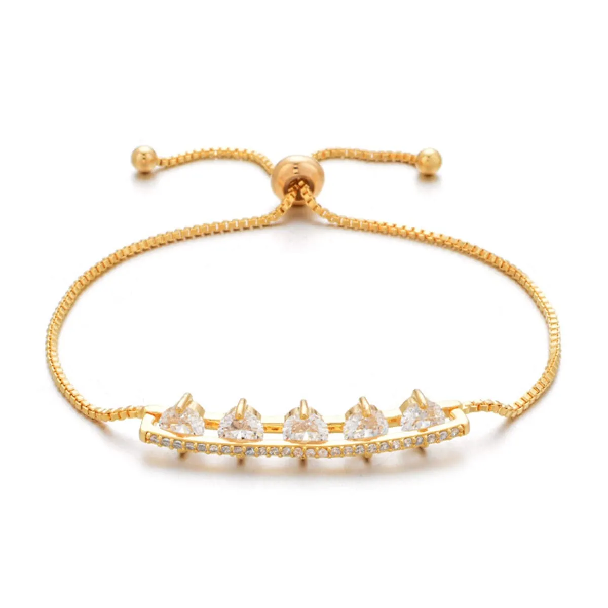 Cubic Zirconia & Crystal 18K Gold-Plated Adjustable Bracelet