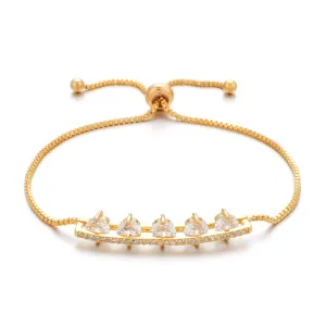 Cubic Zirconia & Crystal 18K Gold-Plated Adjustable Bracelet