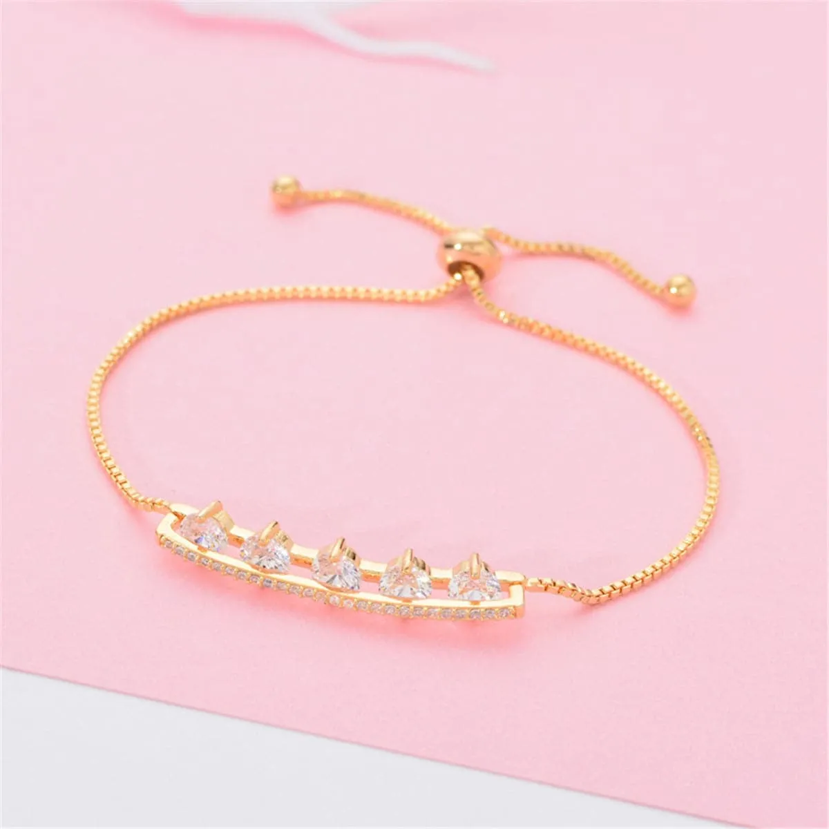 Cubic Zirconia & Crystal 18K Gold-Plated Adjustable Bracelet