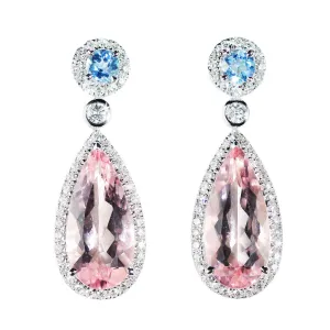 Diamond and Morganite Dangle Earrings