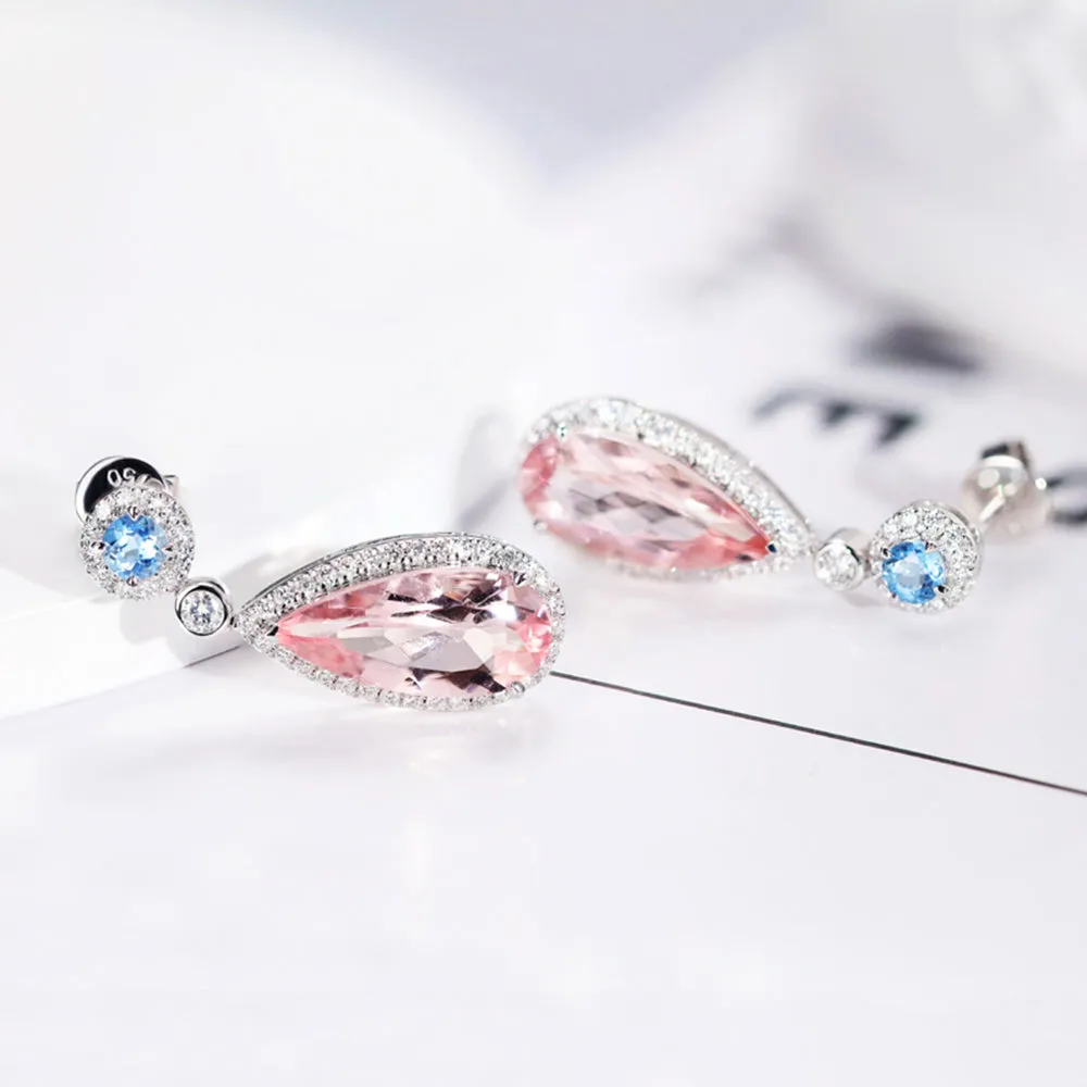 Diamond and Morganite Dangle Earrings