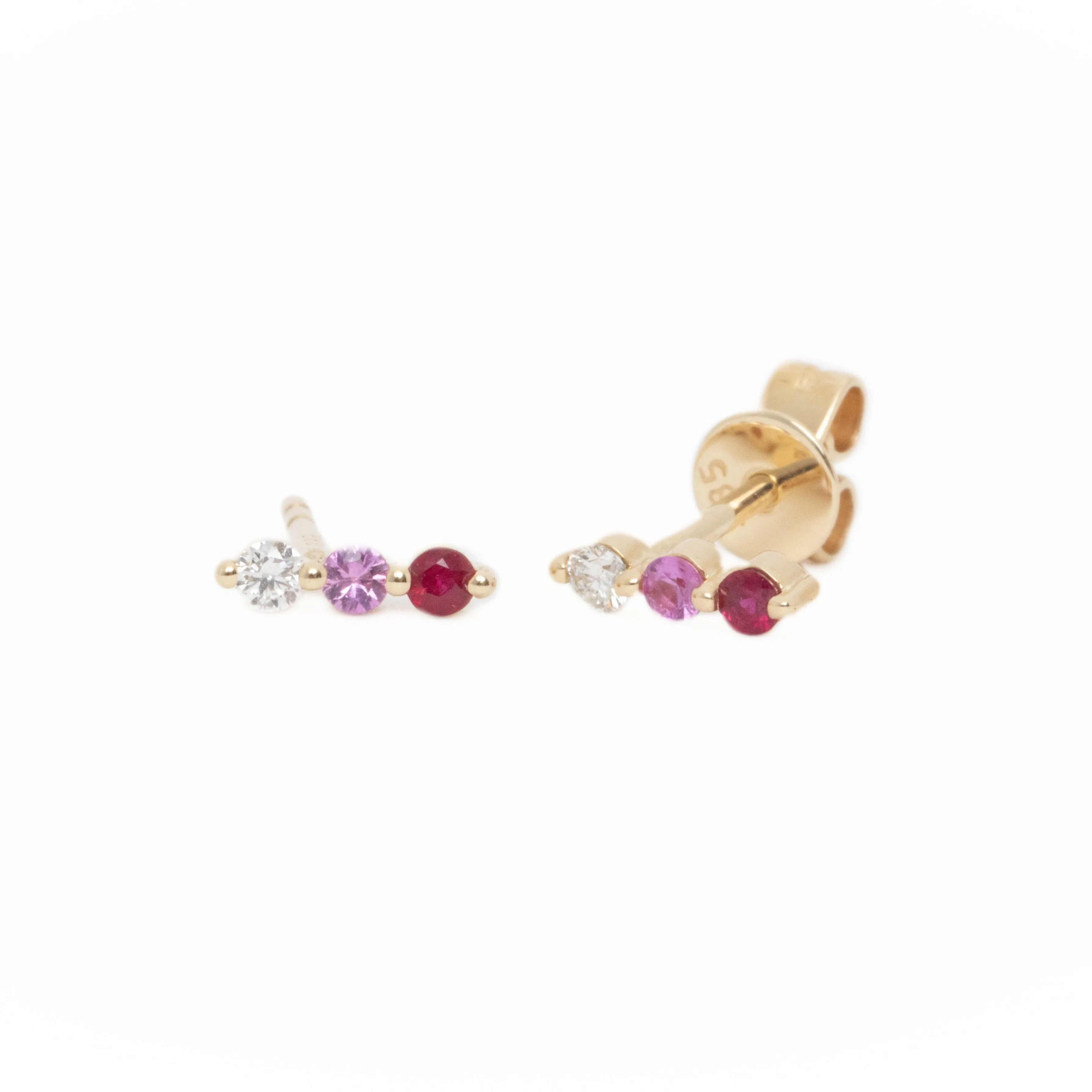 Diamond Sapphire Ruby Pink Ombre Trios