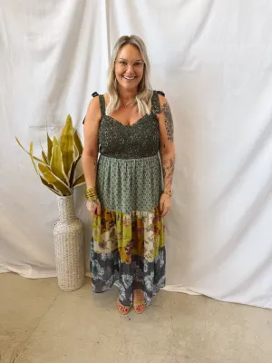 Emerald Mix Floral Dress