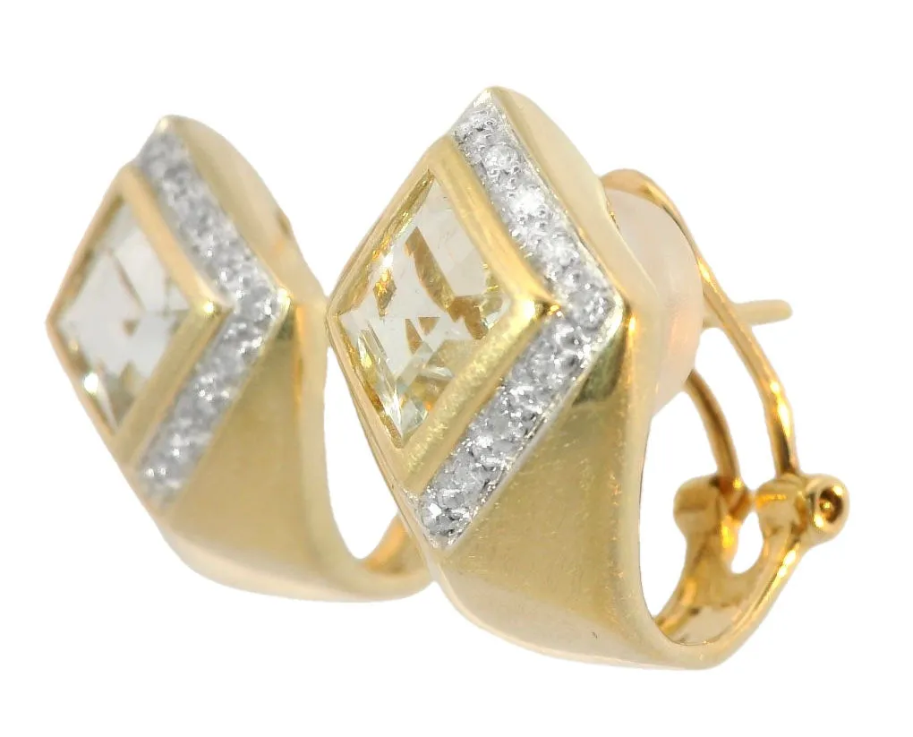 Fabulous 14K White Gold Diamond Aquamarine Earrings