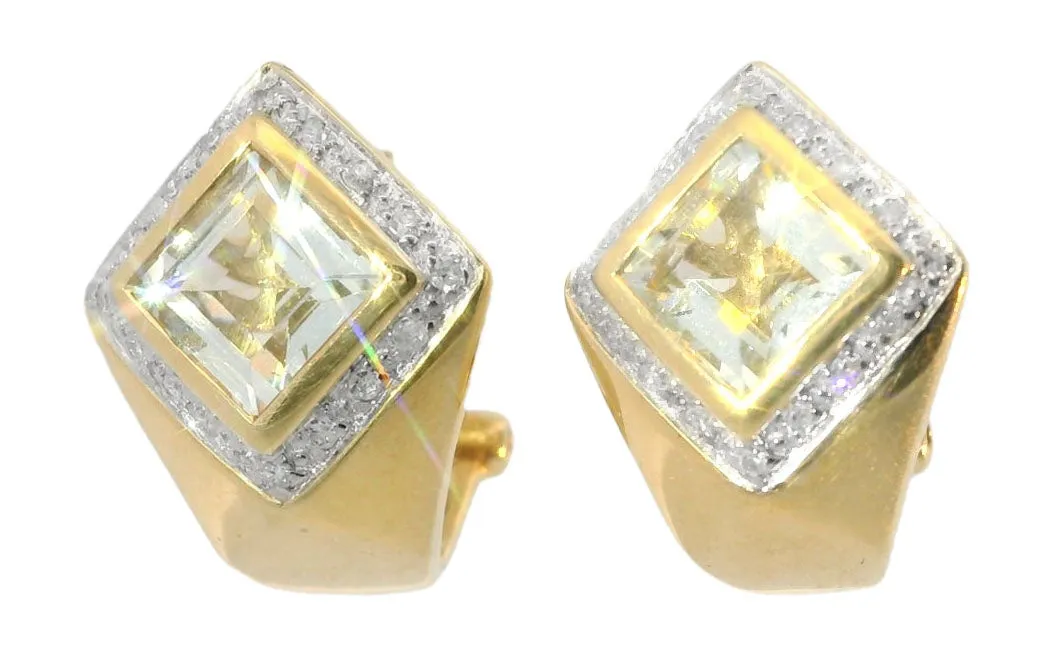 Fabulous 14K White Gold Diamond Aquamarine Earrings