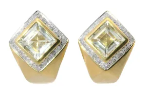 Fabulous 14K White Gold Diamond Aquamarine Earrings
