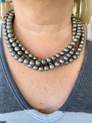 Fashion Silver 10mm 3 Strand Necklace 18"