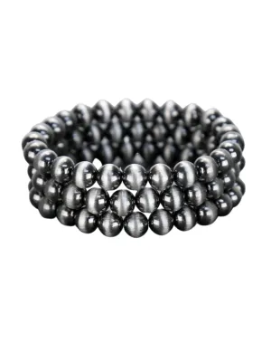 Fashion Silver Stretch Bracelet Set - 8mm