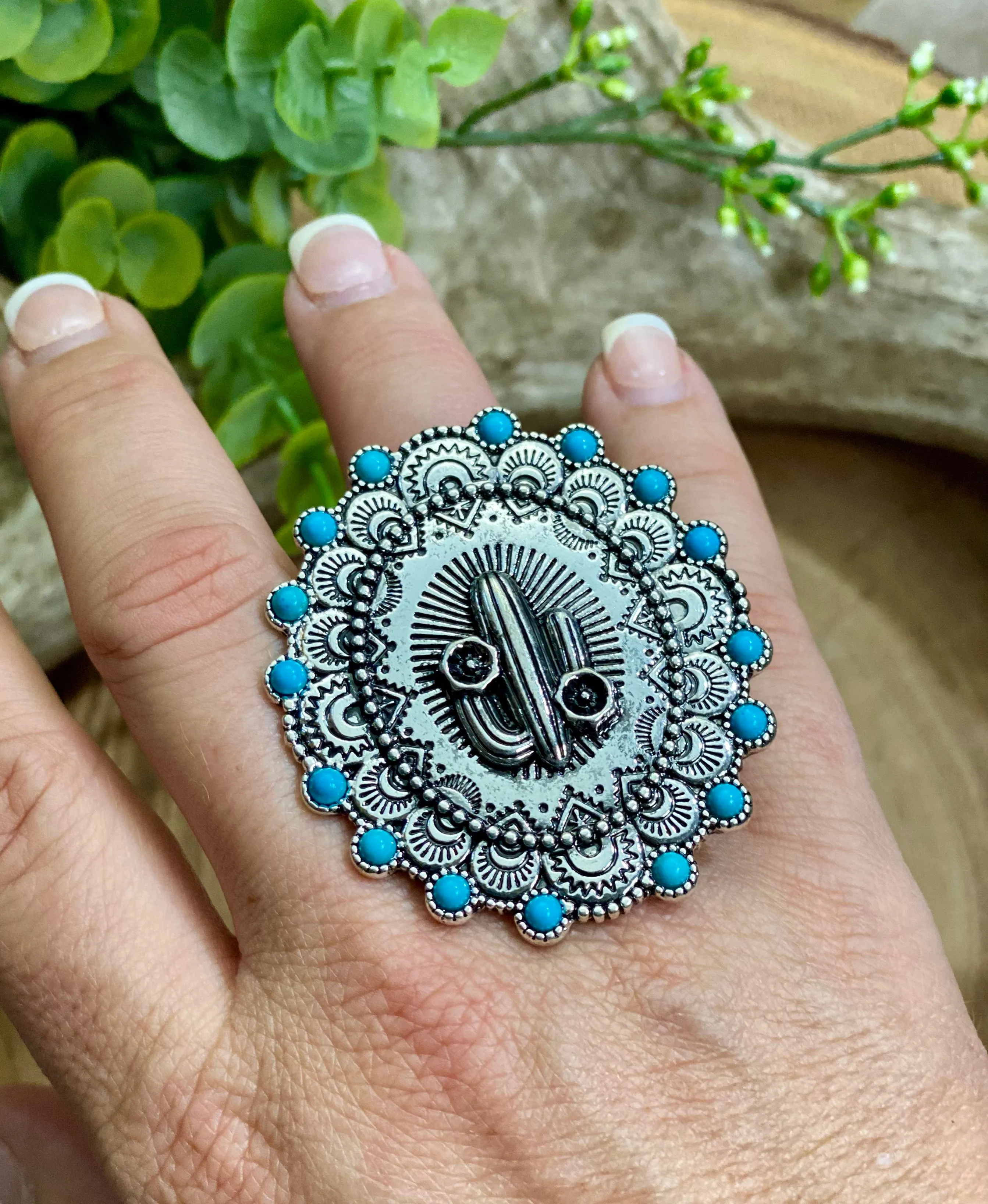 Fashion Turquoise Cactus Ring
