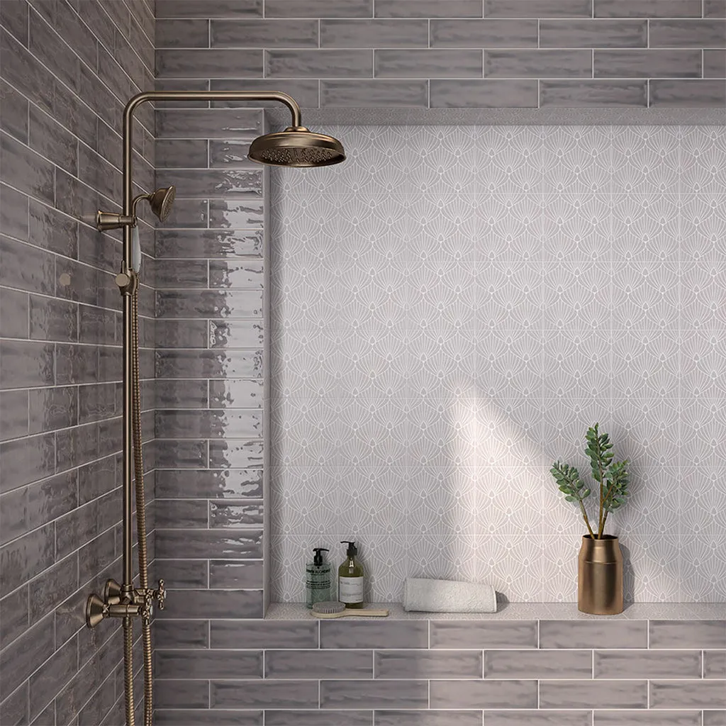 Flow Dark Gray Rectangular Wall Tile - Wall Mount - 3 x 12" Ceramic/Dark Grey - Piece : 0.25 SqFt = $ 4.32 / Box: 12.64 Sqft = $ 55.00 - Pieces Per Box: 50