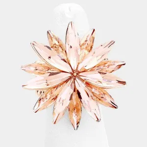 Flower Peach Crystal Marquise Cluster Stretch Ring