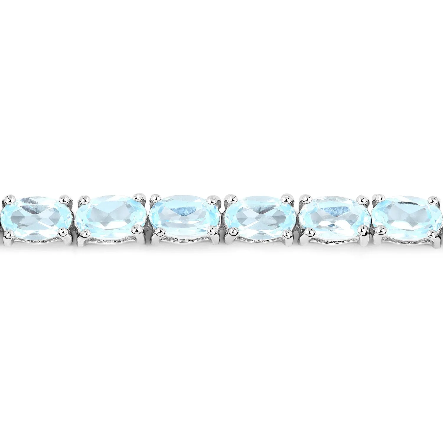Genuine Blue Topaz Tennis Silver Bracelet