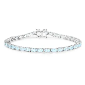 Genuine Blue Topaz Tennis Silver Bracelet