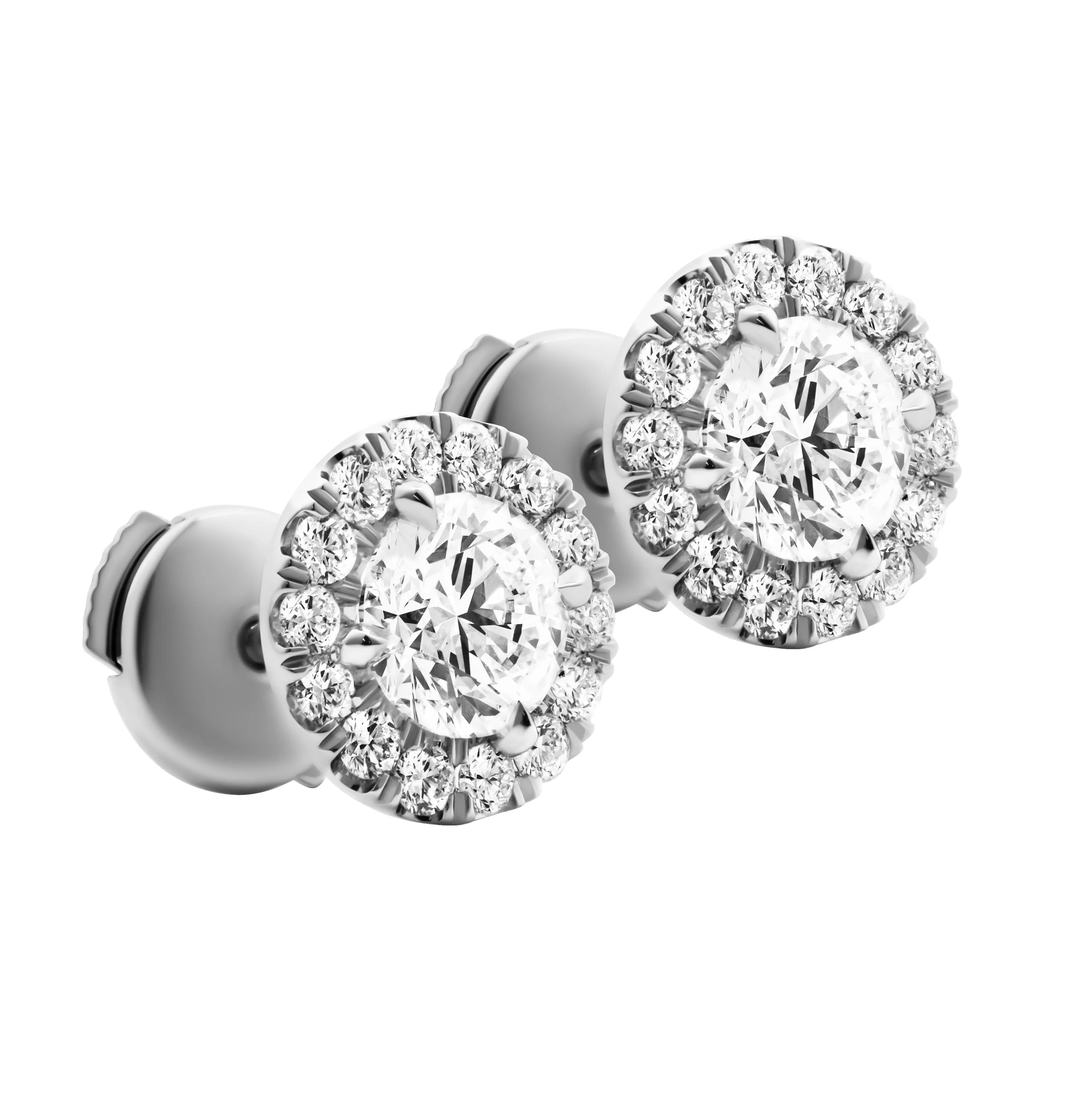GIA Certified Classic halo studs in Platinum