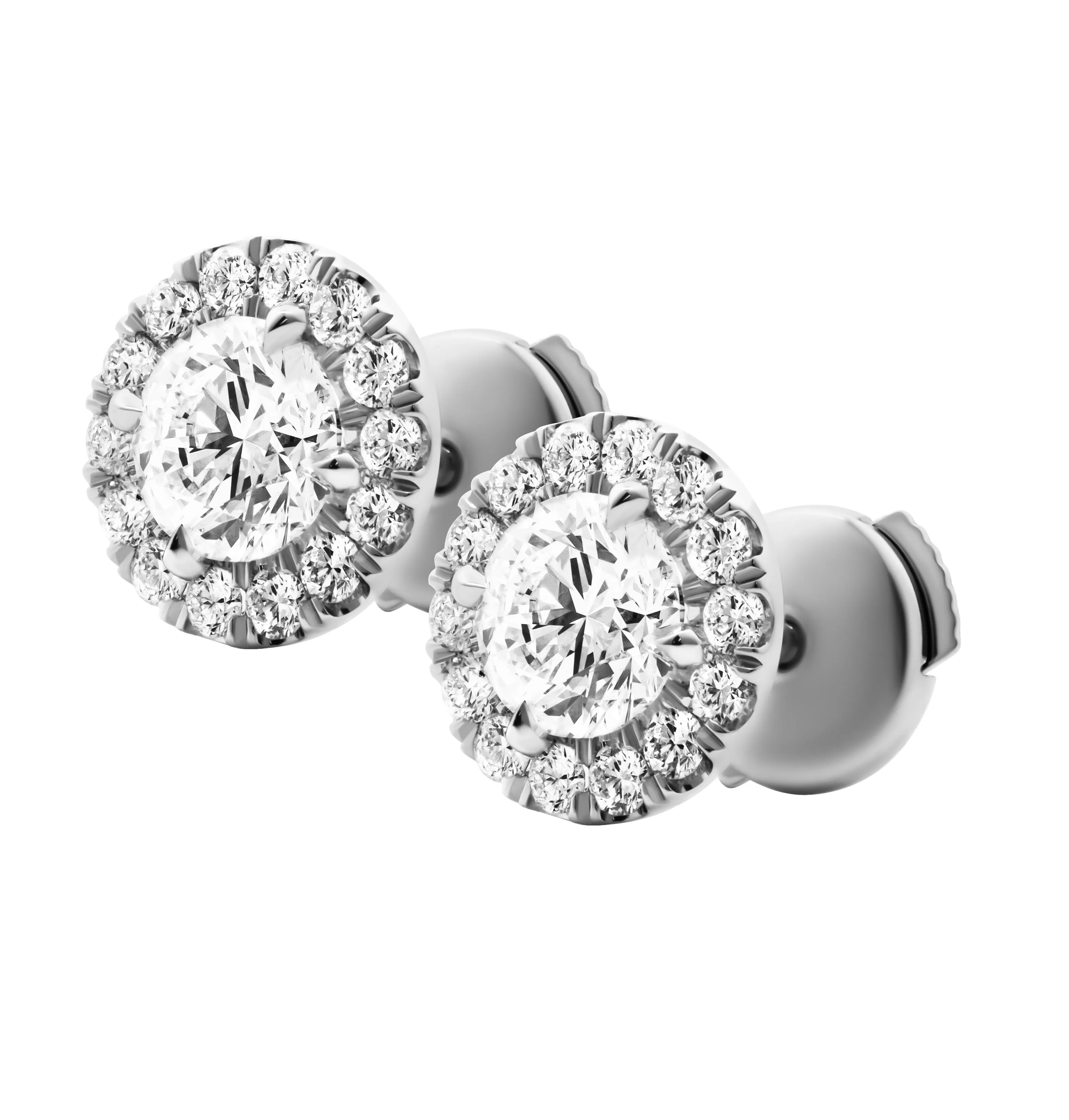 GIA Certified Classic halo studs in Platinum