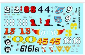 Gofer Racing Vintage Modified Numbers Decal Sheet 11015