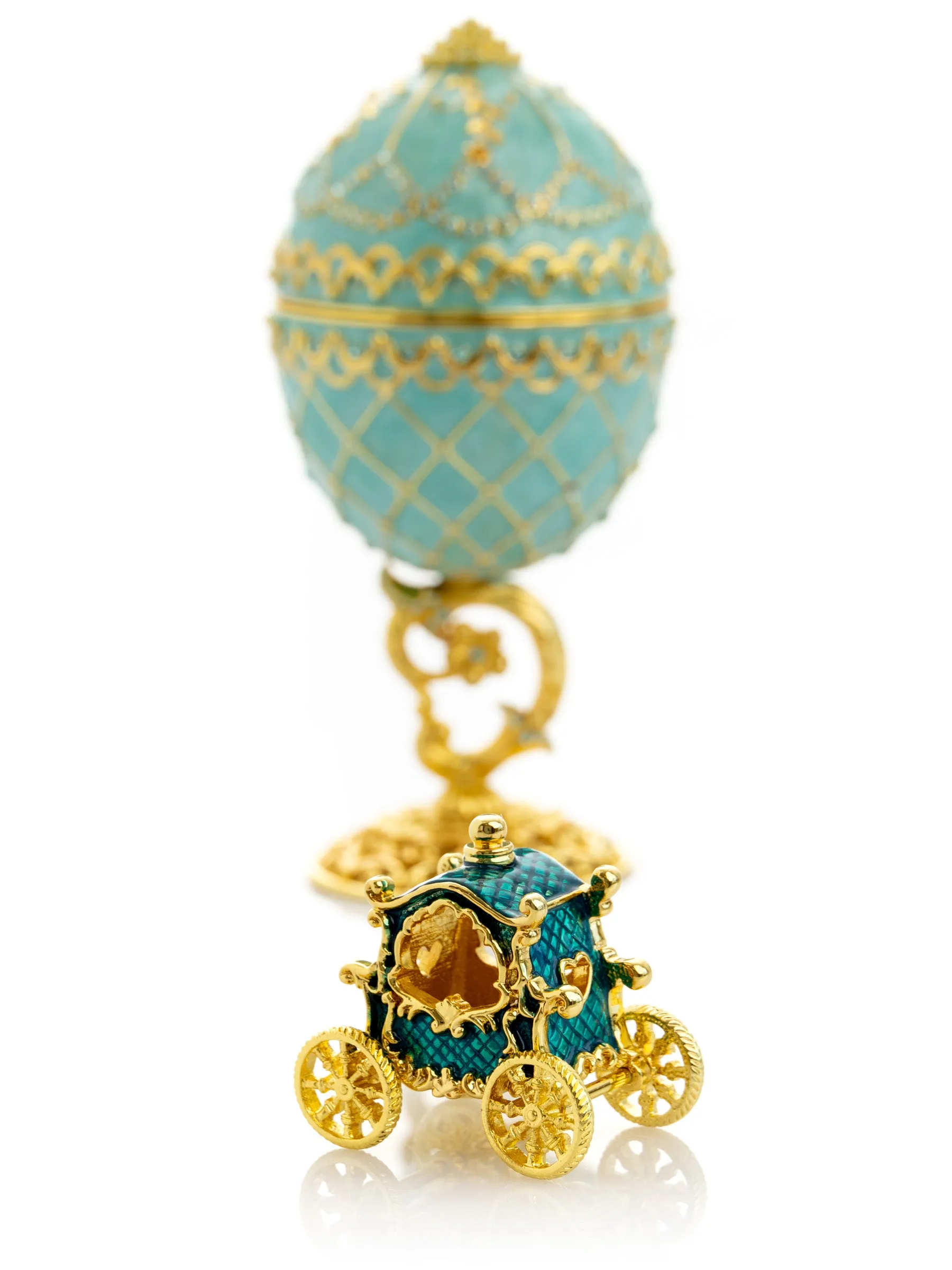 Gold & Turquoise Egg with Royal Carriage