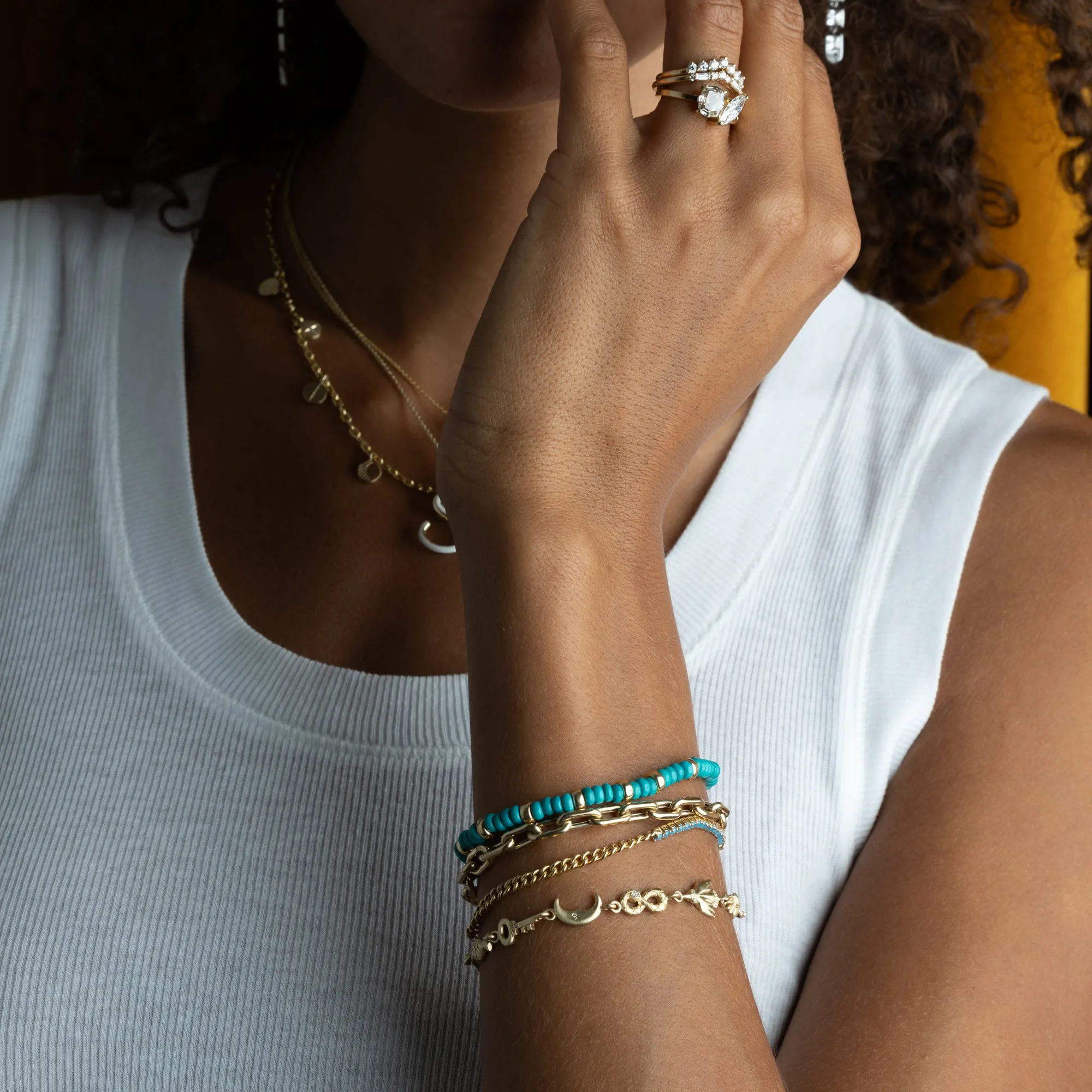 Gold & Turquoise Rondelle Bead Bracelet