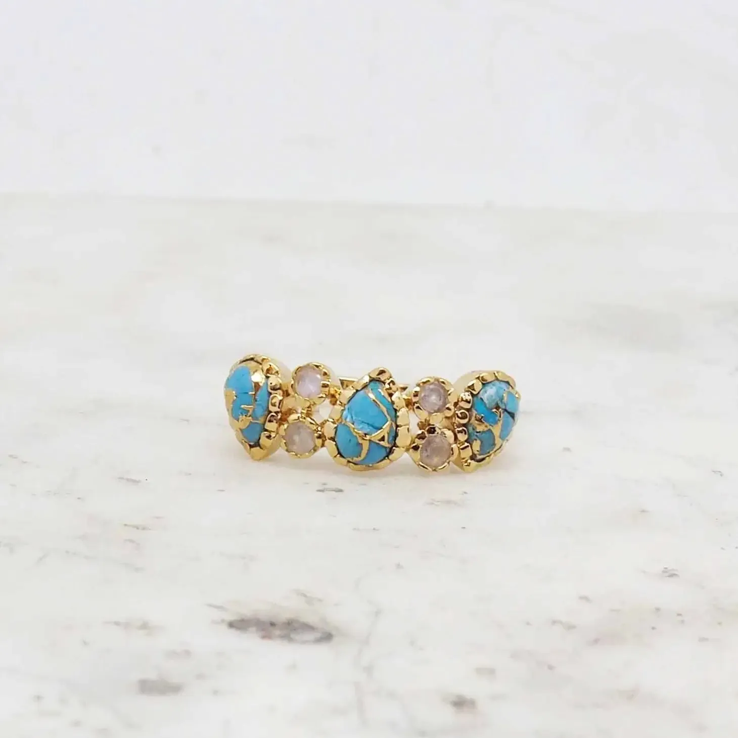 Gold and Blue Adjustable Ring